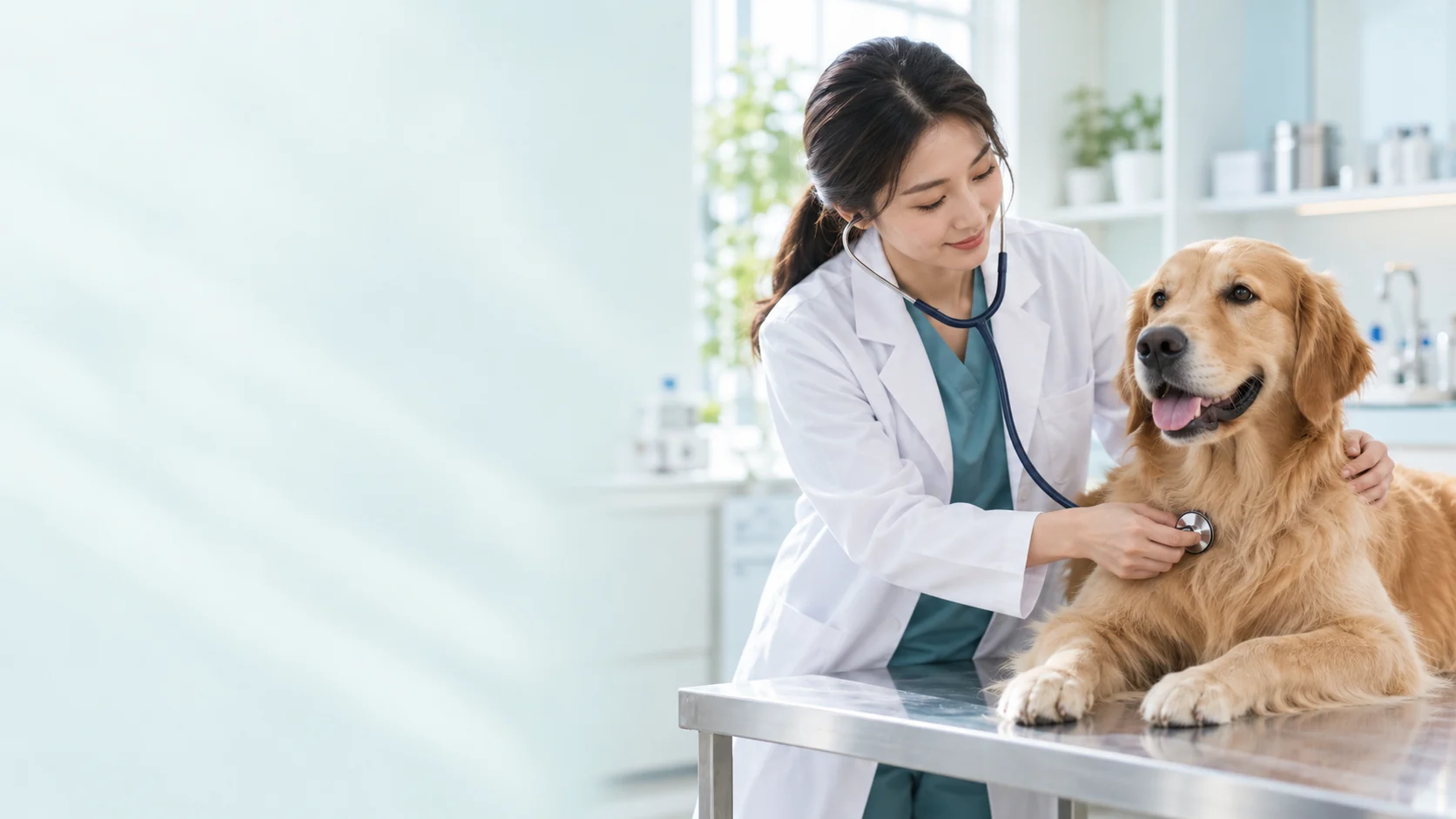獸醫師為犬隻檢查(AI 生成情境示意)